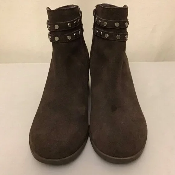 Koolaburra UGG 10 Gordana 1020132 Suede Ankle Boots Brown Booties Chunky Heels - Picture 5 of 12